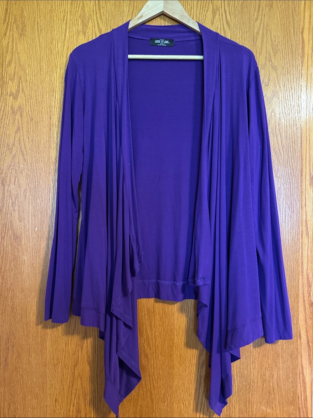 Look by M. Purple Waterfall Open-Front Women's Cardigan